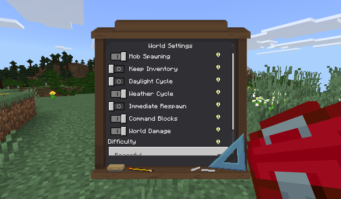 World settings panel